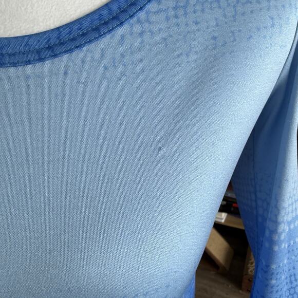 Vintage Lanvin Maxi Dress Gown Retro Blue Long Sleeve Geometric Retro Funky Sz 6 - Picture 8 of 15